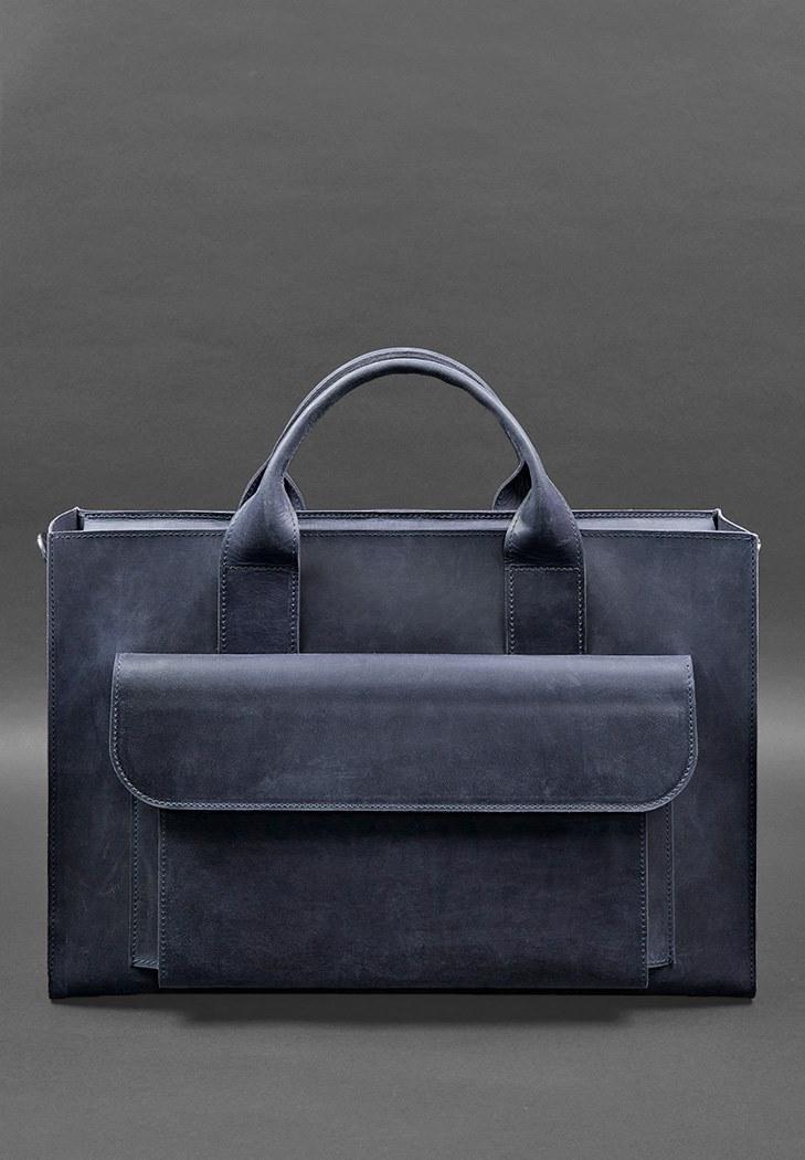 Сумка для ноутбука и документов кожаная универсальная Crazy Horse Синий (A-028134) - фото 2