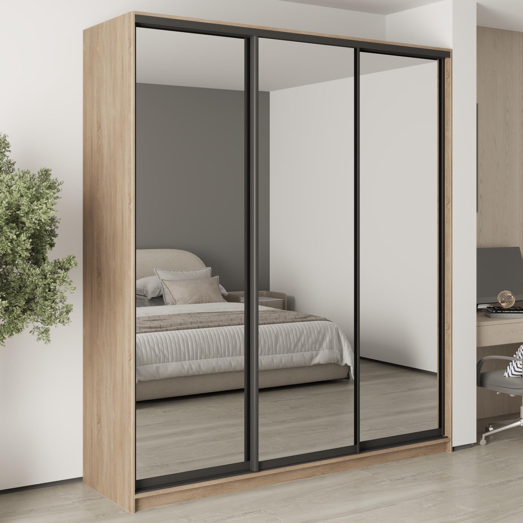 Шкаф-купе трехдверный MebelStar Стандарт BG 3 Зеркала 210x60x240 см Дуб сонома (MBS-8793)