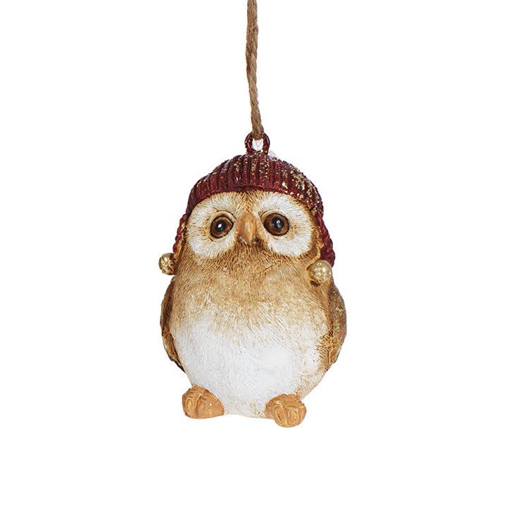 Декоративная фигурка на подвесе BonaDi Совушка в красной шляпе 7 см (218-275)