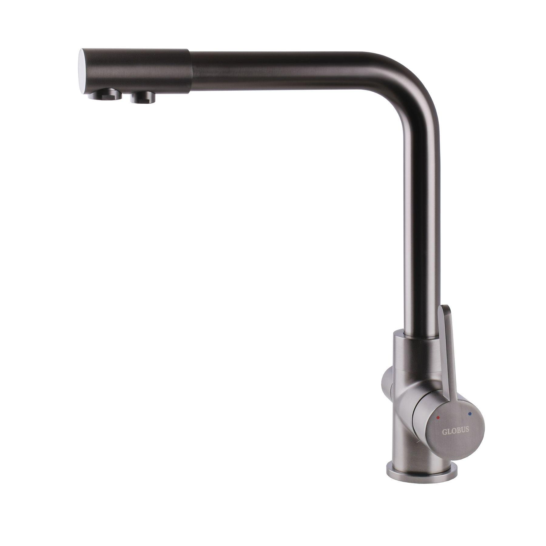 Змішувач для кухні на два виходи фільтр/вода GLux LAZER GLLR-0444-11-GRAPHITE Графіт (21918) - фото 3