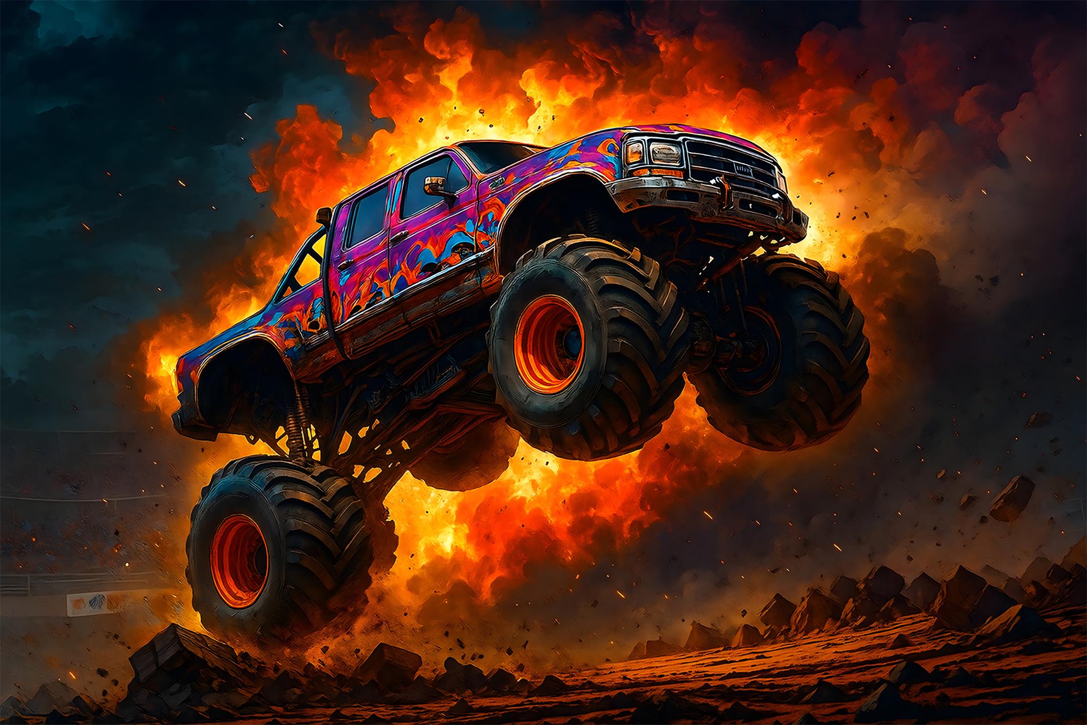 Фотообои флизелиновые Upstream Монстр-трак: пламя опасности 153х230 см (S5CAR-035/3) - фото 1