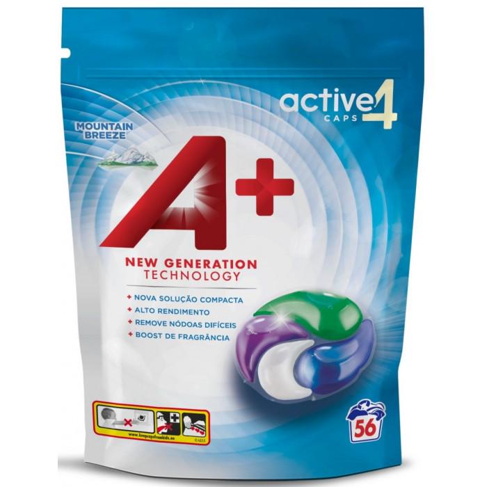 Гель-капсулы для стирки А+ 4в1 Mountain Breeze для всех типов белья 56 шт.
