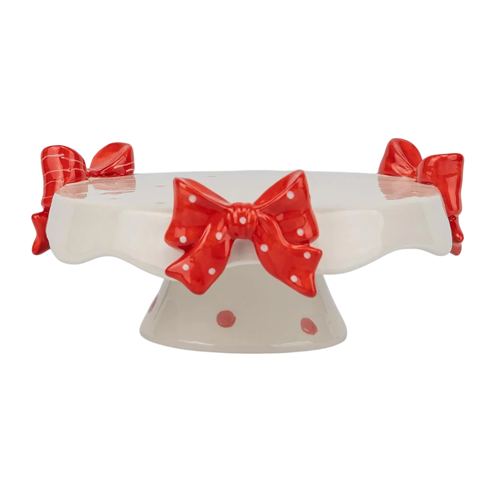 Новогодняя сервировочная подставка для торта Бантики с бантиками 20 см Красный (147-81-6037-017.1)
