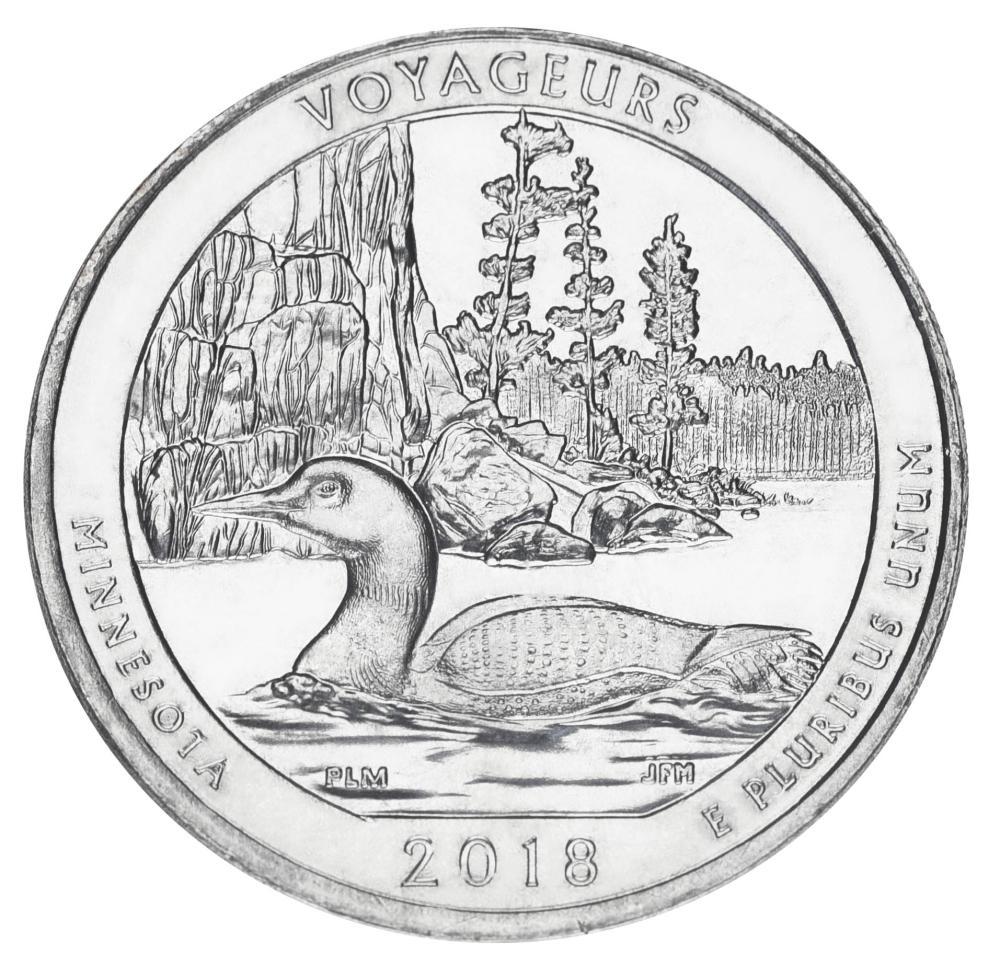 Коллекционная монета США 25 центов квотер 2018 P «Вояджерс 43-й парк» UNC