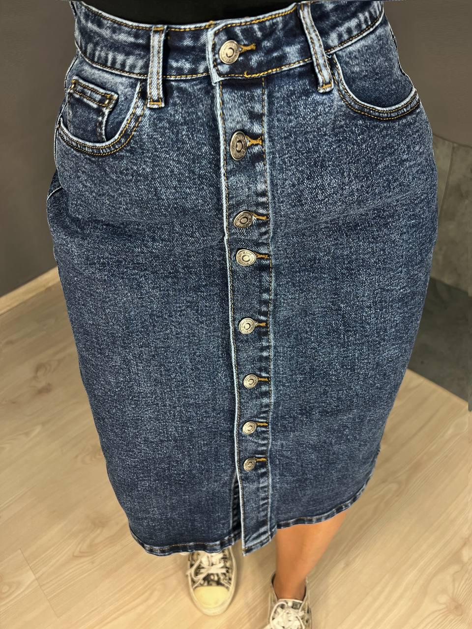Юбка женская джинсовая Vanver 8238 на пуговицах средней длины р. З8 104 см 125 см Синий