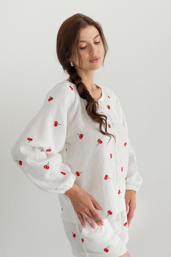 Рубашка с вышивкой Forli из муслина XL/XXL Cherry (ML0085-38-60) - фото 3