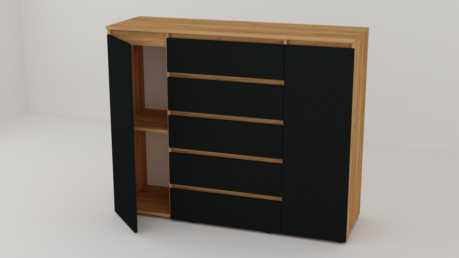 Комод Алекса СН-151/38 140х38х111 см Антрацитовый/Дуб крафт золотой Комод Алекса СН-151/38 140х38х111 см Антрацитовый/Дуб крафт золотой