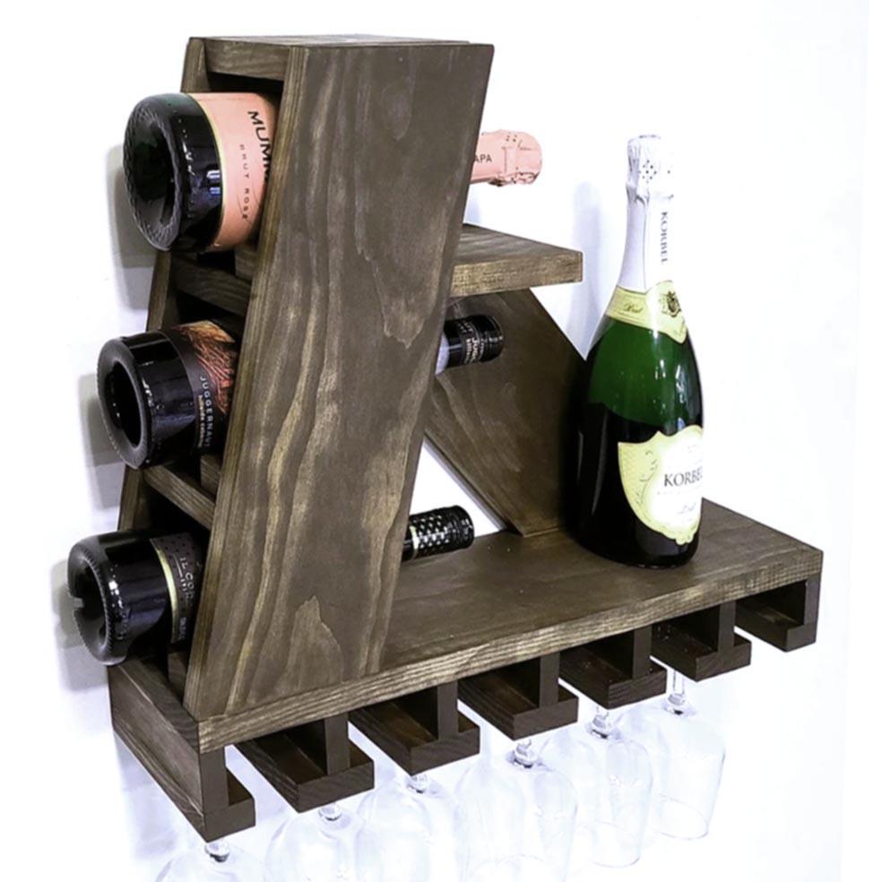 Полка для вина настенная из дерева Имабари Мокко (ПНК-006710)