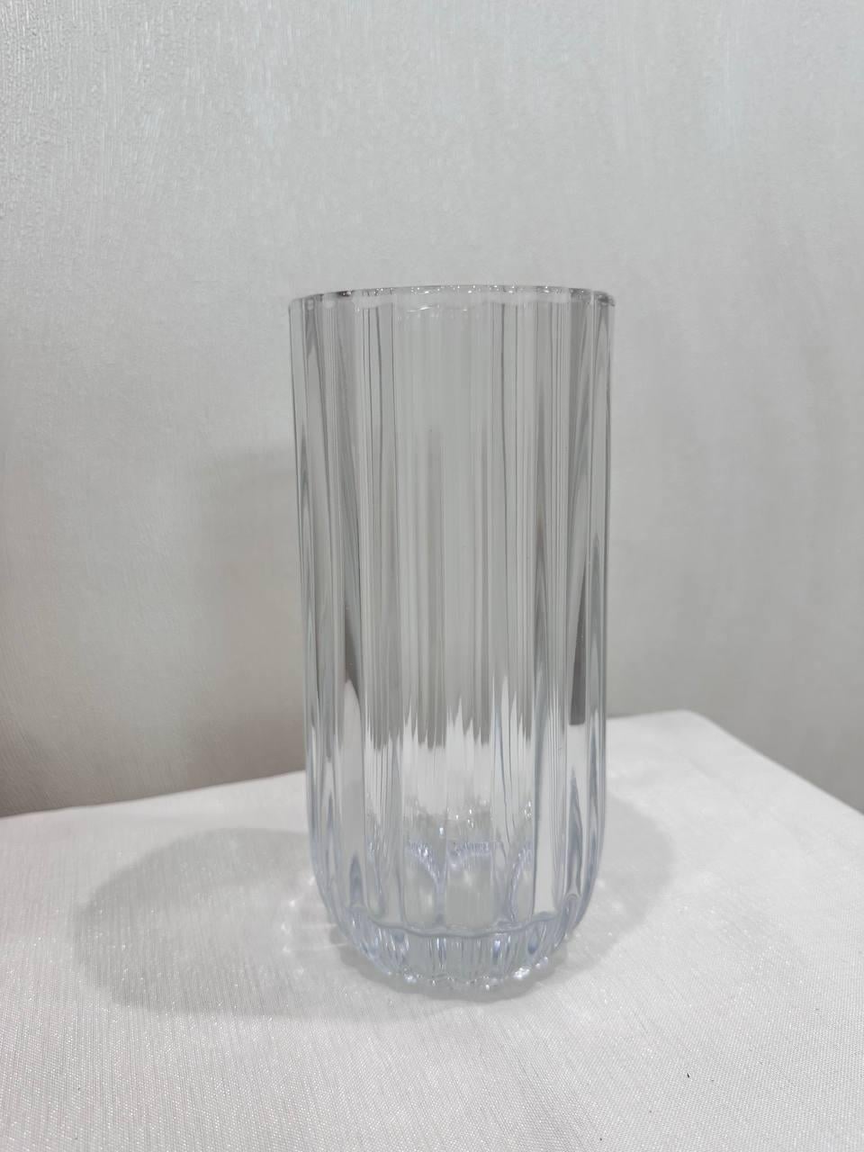 Ваза для цветов Jumbo Гофре из стекла 24 см Прозрачный (15342078)