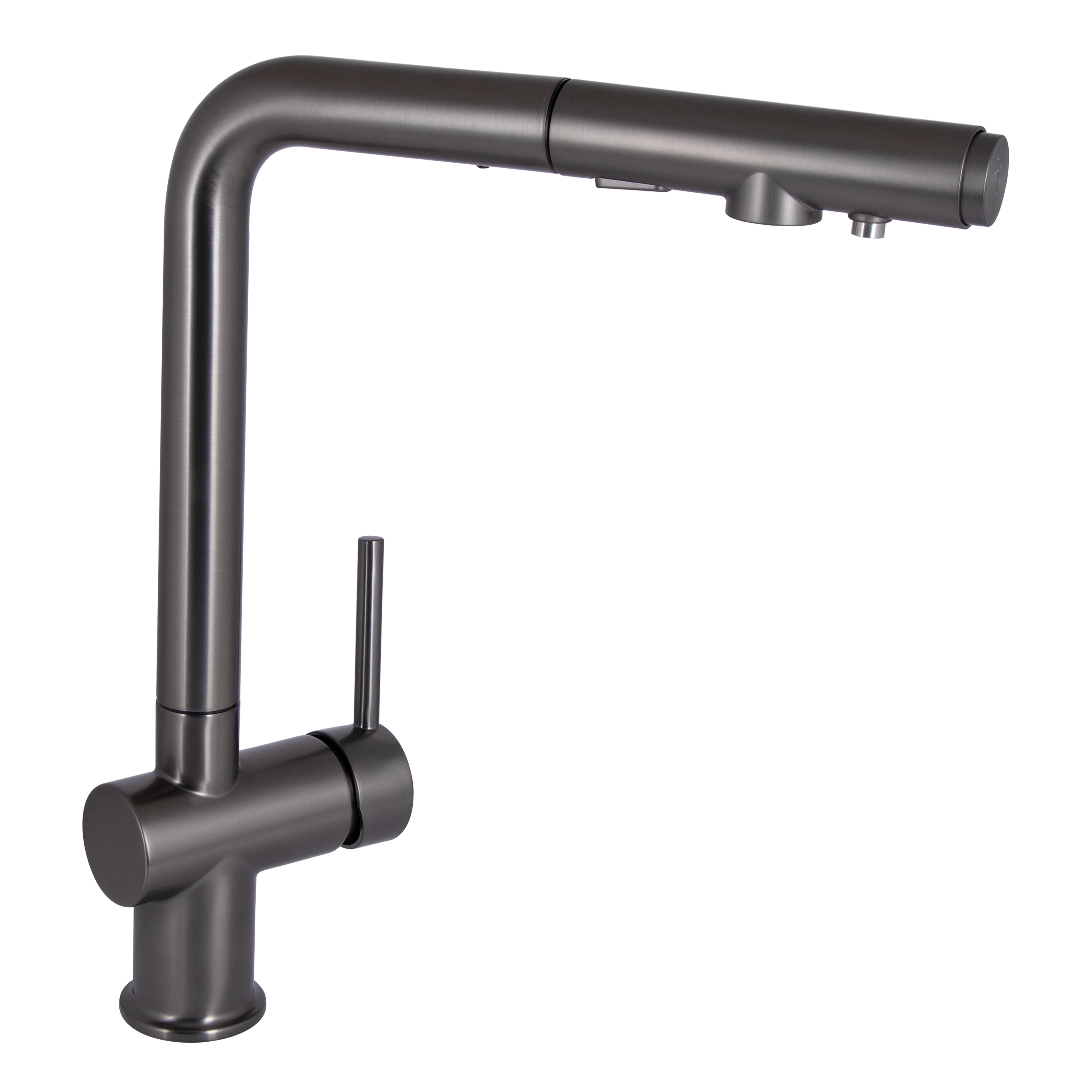 Смеситель для кухни Qtap Rozcesti с выдвижным изливом/подключением для питьевой воды QTROZ367GMB45942 Gunmetal Black PVD (SD00052066)