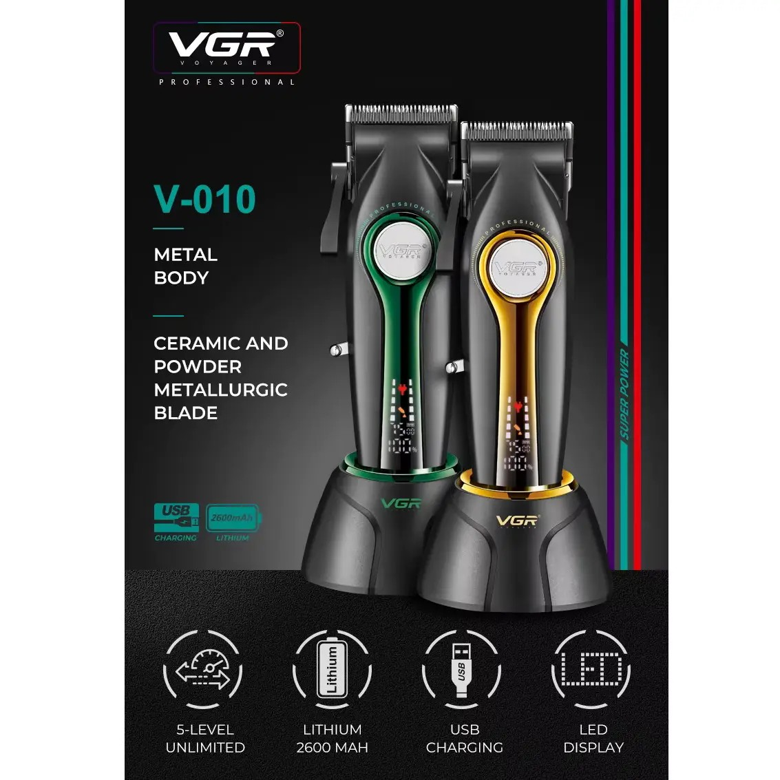 Машинка акумуляторна для стрижки VGR V-010 (9058) - фото 4 Машинка акумуляторна для стрижки VGR V-010 (9058) - фото 4