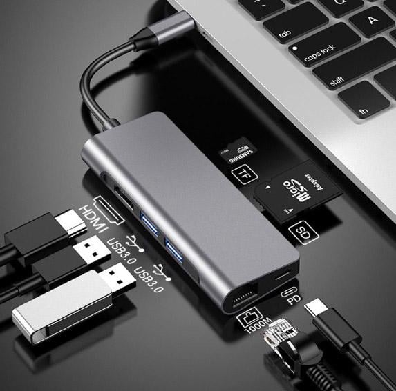 USB-хаб Prologix 7-in-1 Type-C to HDMI+2xUSB3,0+PD+Lan+TF+SD (PR-WUC-105B) - фото 5