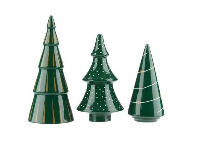 Набор новогодних статуэток Елки 14/17/19 см доломит 3 шт. Зеленый (4fbc637d)
