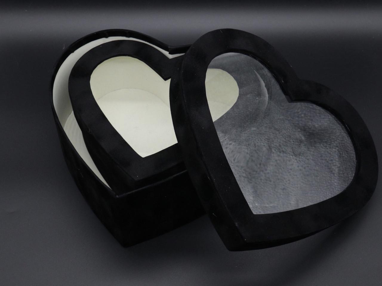 Коробка подарочная бархатная сердце 26х25х10 см 2 шт. Черный (1145731748)