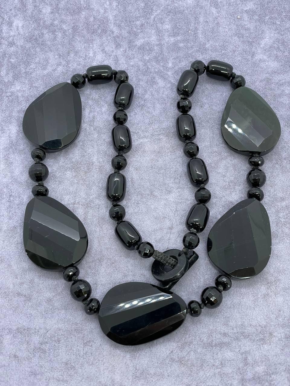 Бусы агат 50 см Черный (1246)