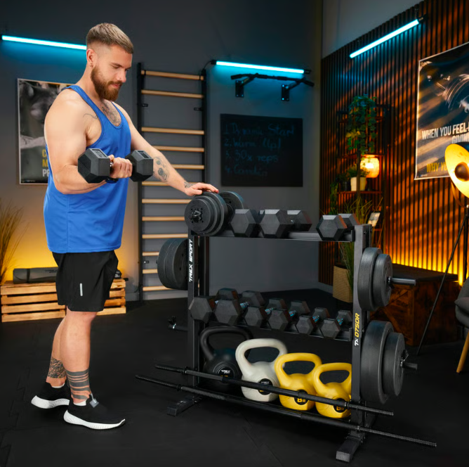 Стійка 3-рівнева TREX Sport TX-075DR для гантелей/грифів/гирь (5093) - фото 11