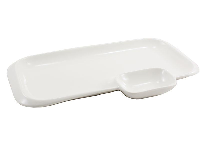 Блюдо фарфоровое TUDOR ГЛАДКА прямоугольное с соусником 25 см (TU0265-2 )