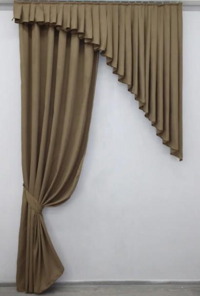 Комплект шторы/ламбрекен на кухню 160х170 см Темно-бежевый (039к)