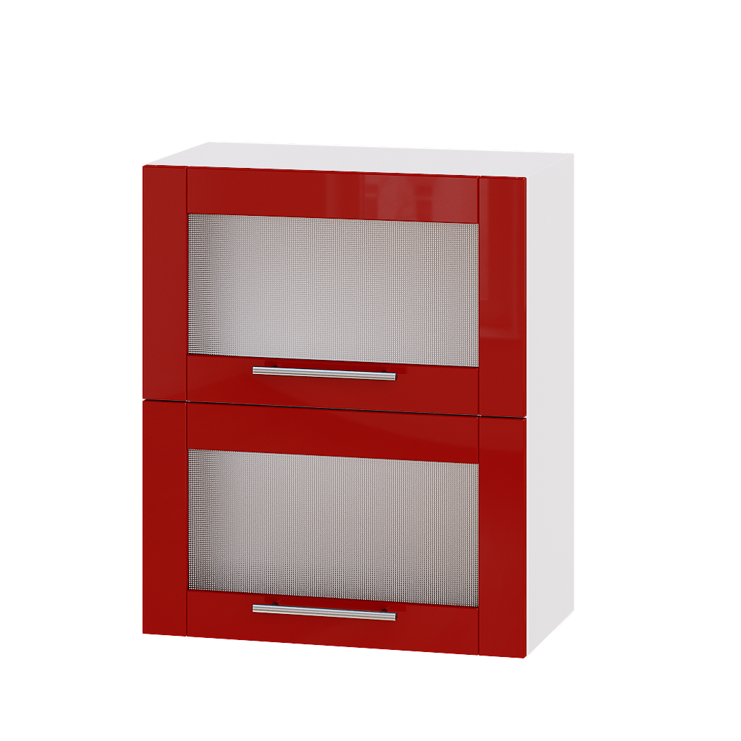 Шкаф верхний Эверест Модерн модуль Верх витрина ВВ14-600 60х30х72 см Красный глянец/Белый (02649)