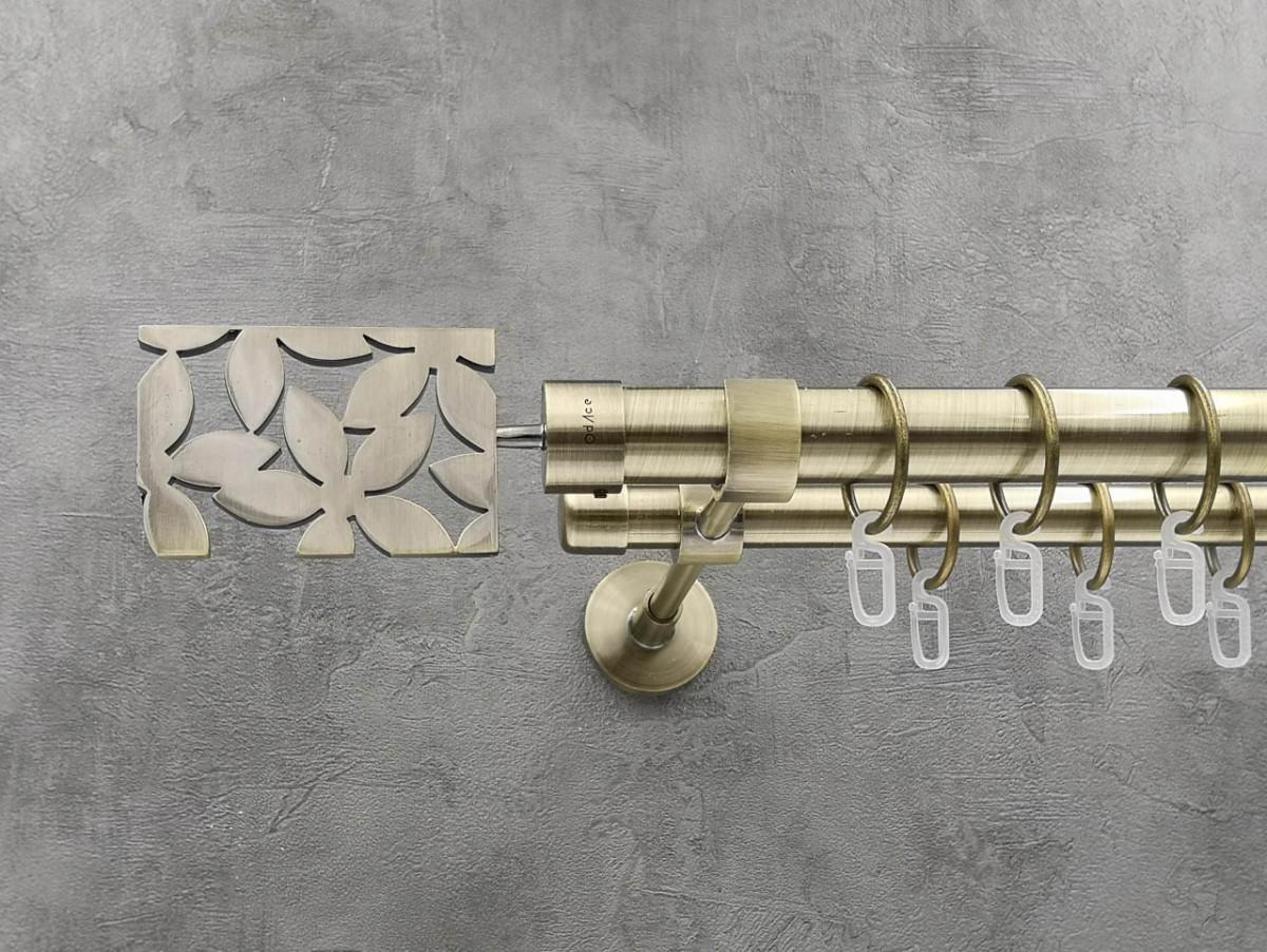 Карниз Quadrum Делія гладка штанга подвійний модерн 25/19 мм 200 см Антик (264774456)