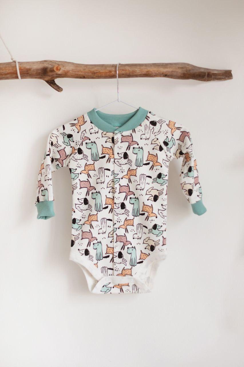 Боди с длинным рукавом интерлок Собачки 62 см (2678751958)