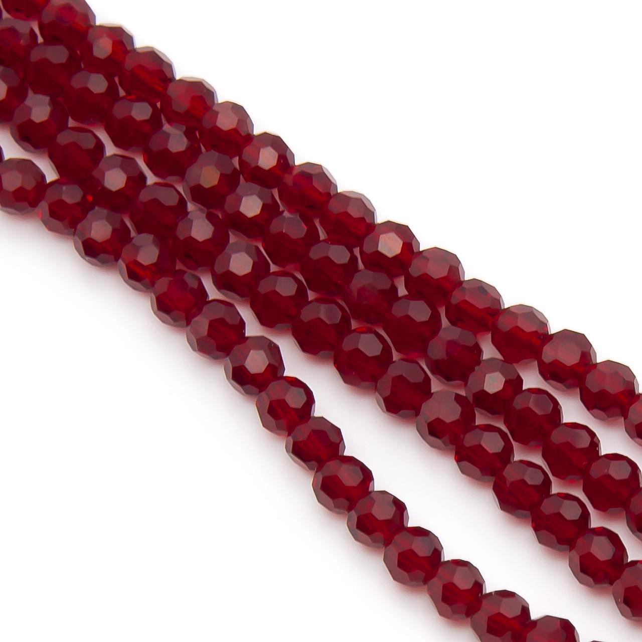 Бусины хрусталь огранка шар 95 шт. 37 см 4 мм Бордовый/Прозрачный (БС0004х90)