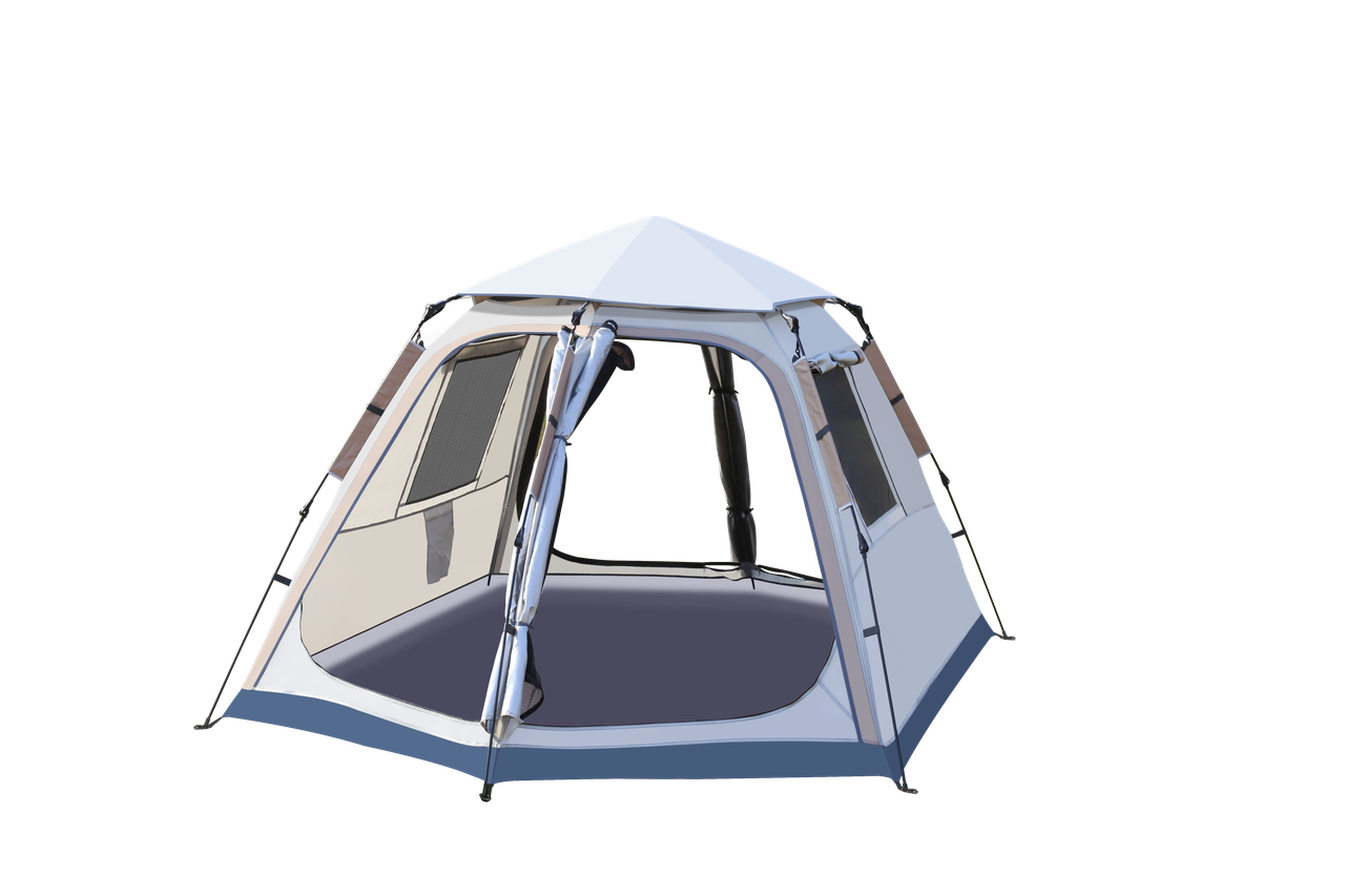 Намет шестикутний автоматичний Shengyuan CC-SY22ZP008 4 двері 2 вікна водонепроникний 210D Оксфорд з PU 2000 мм 290х210х150 см (2613029119)