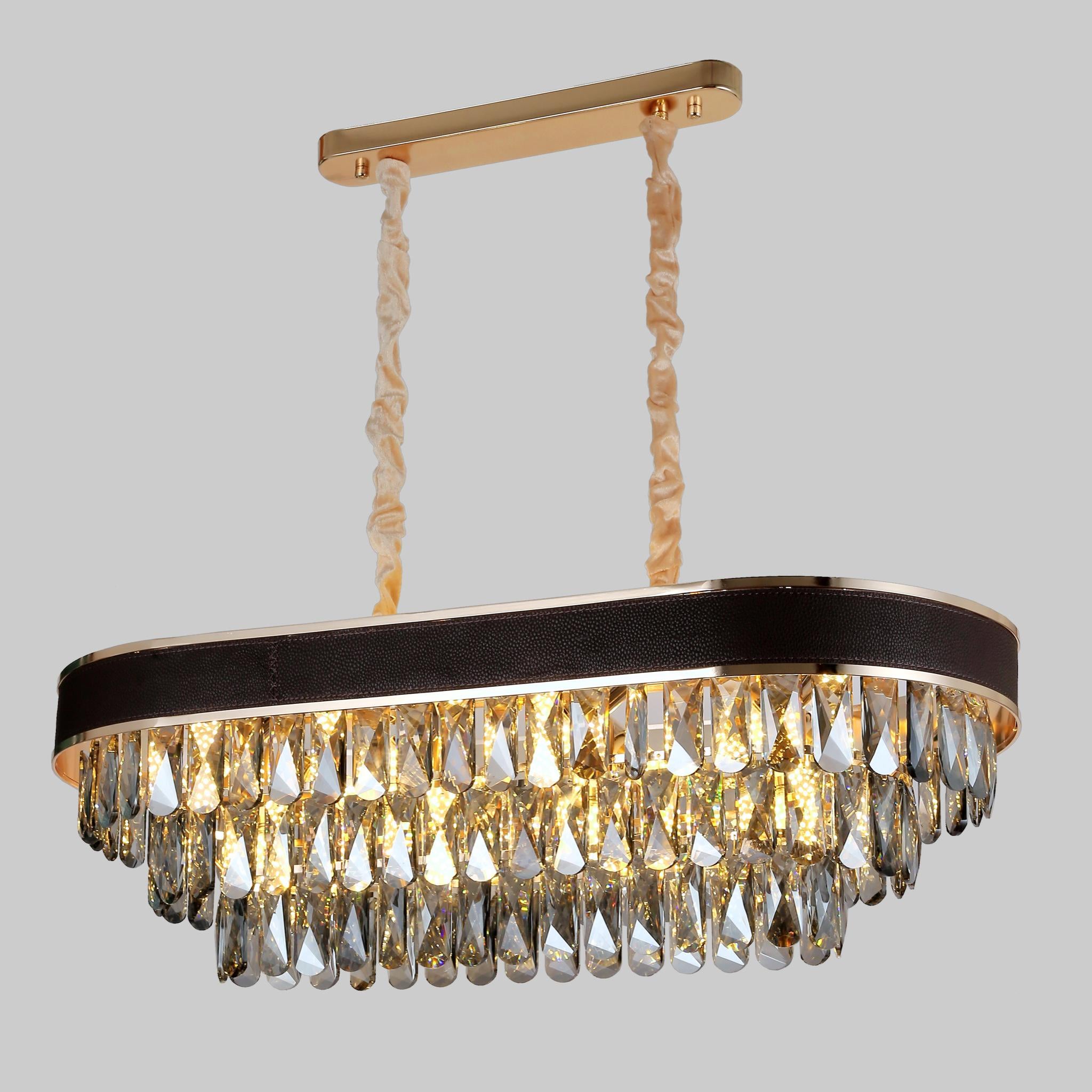 Люстра Glass Cascade овальная на 12 ламп 80 см Черно-золотой