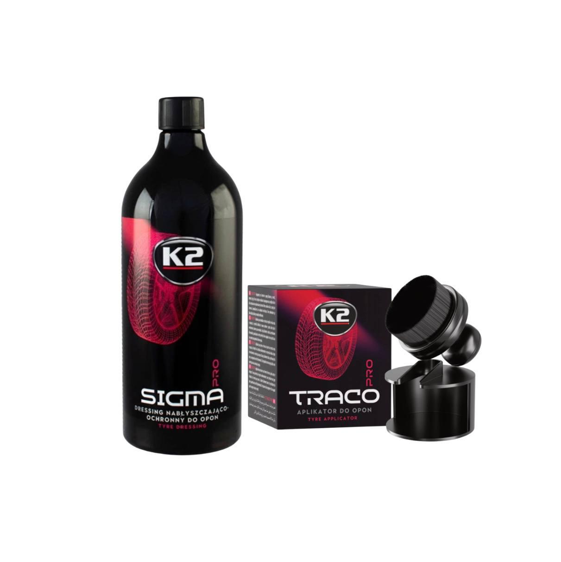 Набор по уходу за шинами K2 Sigma Pro 1 л и аппликатор для нанесения Traco Pro