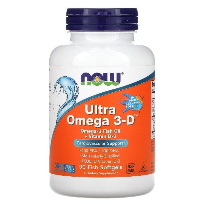 Жирні кислоти Now Foods Ultra Omega 3-D 600 мг ЕПК/300 мг ДГК 90 капсул (NOW-01663)