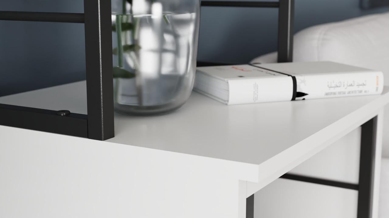 Стіл-тумба трансформер Ferrum-decor Смарт 3/1 з етажеркою метал/ДСП 16 мм 1430x1450x500 мм Чорний/Білий (FRD-105109) - фото 6 Стіл-тумба трансформер Ferrum-decor Смарт 3/1 з етажеркою метал/ДСП 16 мм 1430x1450x500 мм Чорний/Білий (FRD-105109) - фото 6