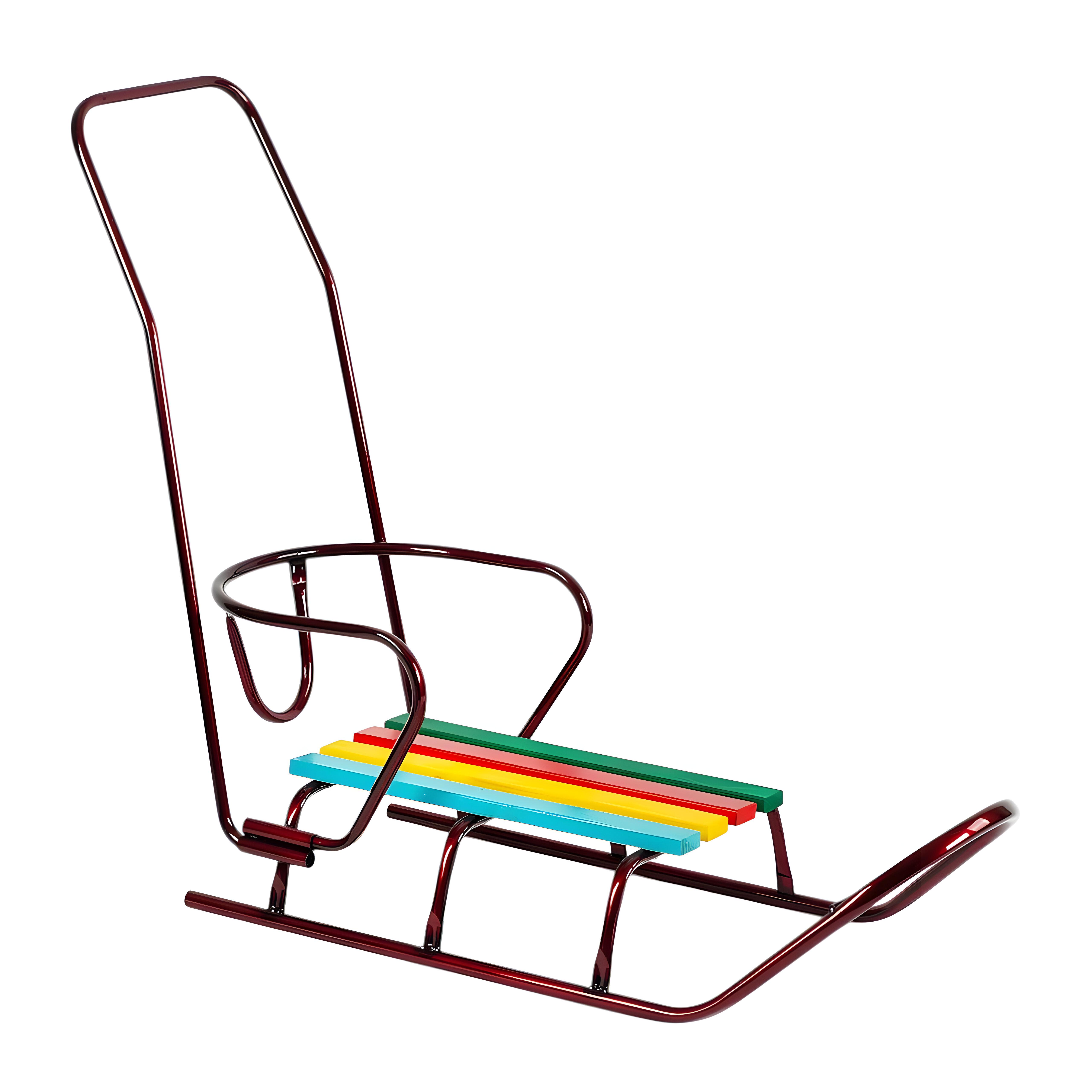 Санки Classic Suite з ручкою круглі полози сталева рама Бордовий (30307632)