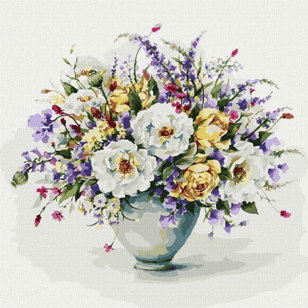Картина по номерам Идейка Цветы Гармония цветов 40х40 см в термопакете (КНО3172-mt)