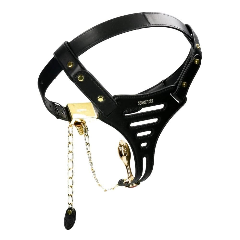 Пояс верности Lockink Sevanda Beg&Ask Chastity Pants с поводком и анальной пробкой L (01215/SMD-072-L-ZH)