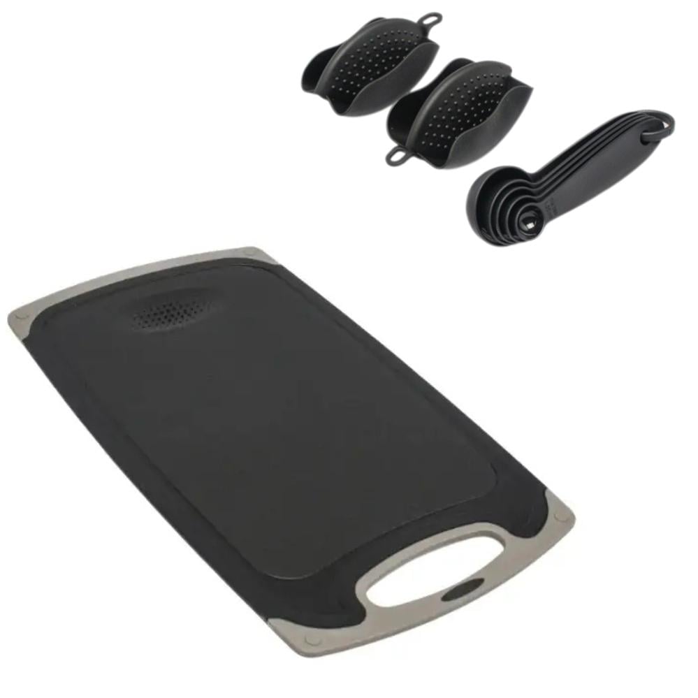 Набор кухонных принадлежностей с двойной подставкой/разделочной доской/набором ножей/прихватками 25 пр. Черный (120.1742) - фото 6 Набор кухонных принадлежностей с двойной подставкой/разделочной доской/набором ножей/прихватками 25 пр. Черный (120.1742) - фото 6