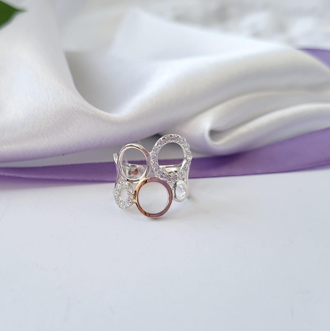 Кольцо круг с золотой пластиной серебро 925 пробы 3,22 г р. 19,5 (622)