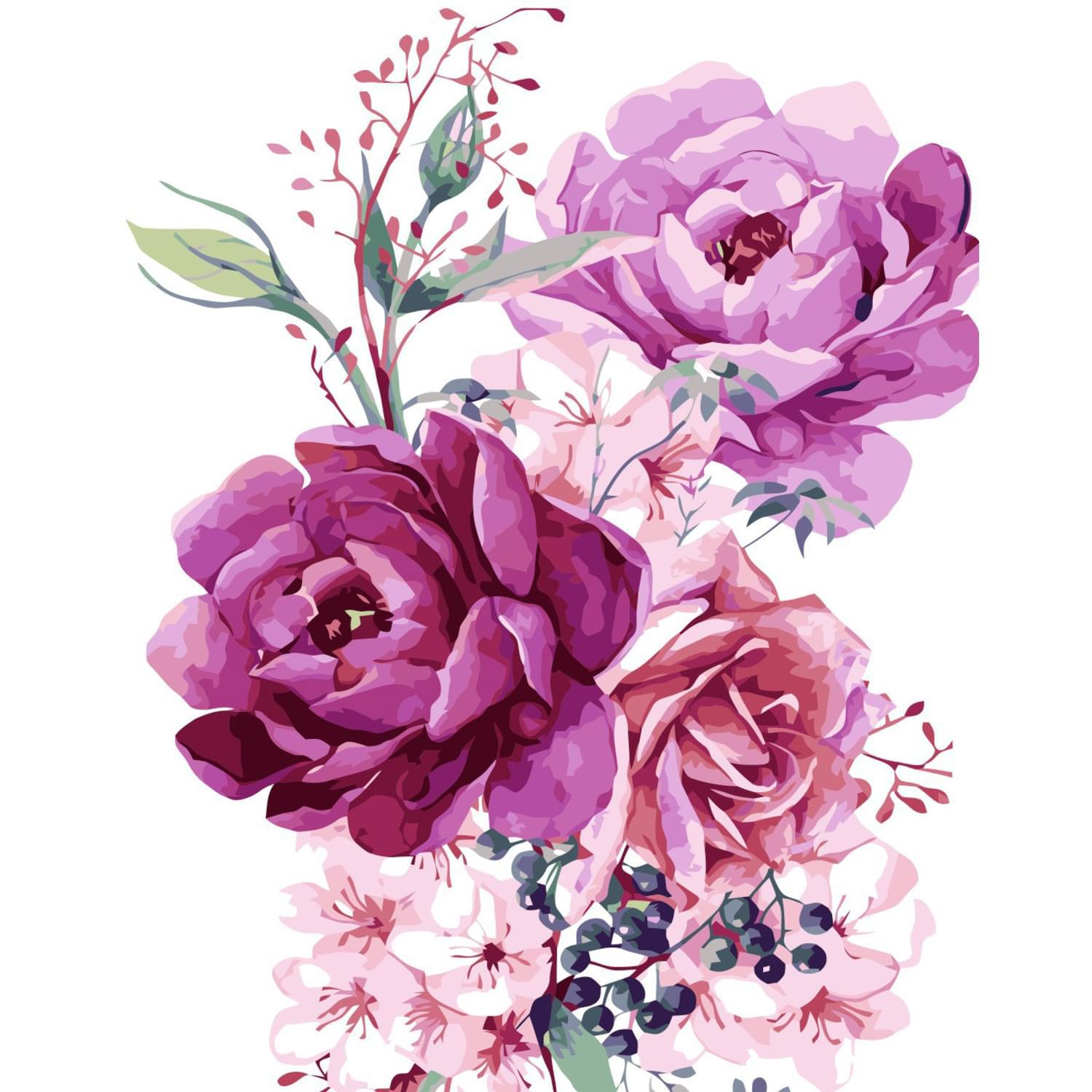 Картина по номерам Strateg Букет розовых цветов 40x50 см (VA-3302)