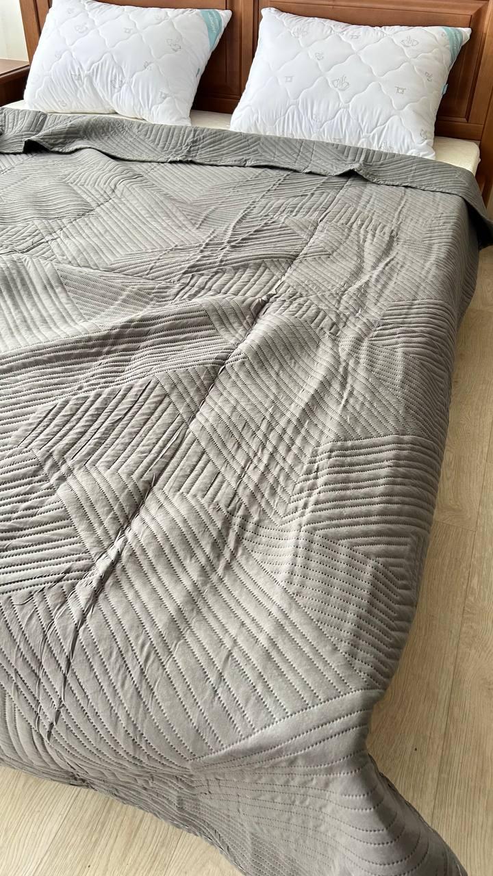 Покрывало двухстороннее Koloco стеганное хлопковое евро 200x230 см Графитовый (К5300В-2) - фото 4