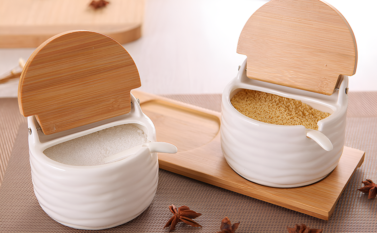 Набор баночек с крышками для хранения сыпучих 2 шт. Белый - фото 7 Набор баночек с крышками для хранения сыпучих 2 шт. Белый - фото 7