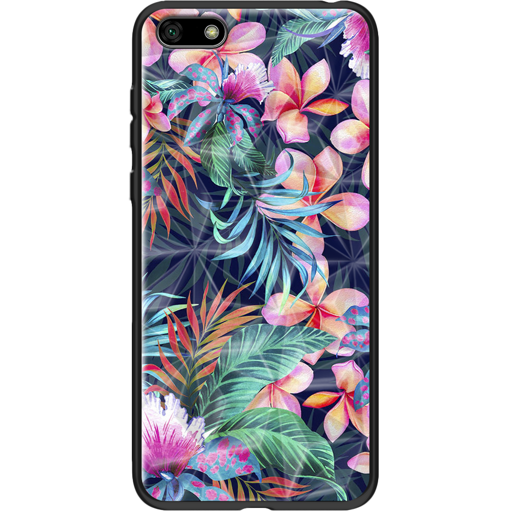 Чехол BoxFace Huawei Y5 2018 flowers in the tropics Черный силикон с призмой (33370-up1971-37850)