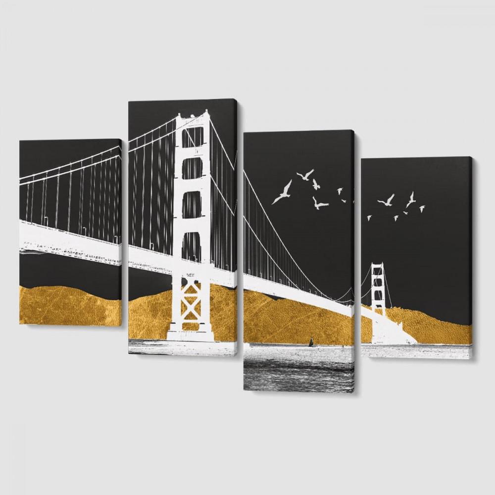 Модульная картина из четырех частей Malevich Store Golden Gate Bridge 129x90 см (MK412838)