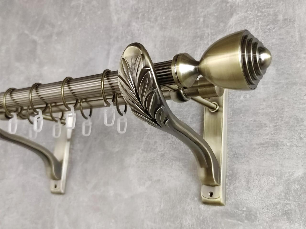 Карниз MStyle металлический для штор двухрядный Палацыо 25/19 мм рифленый 400 см Антик (5012048)