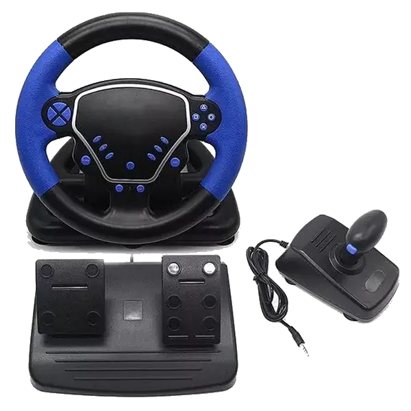 Игровое вибрационное колесо Vibro Driver Wheel с ручкой и педалями совместимо с PS2/PS3 (244985974)