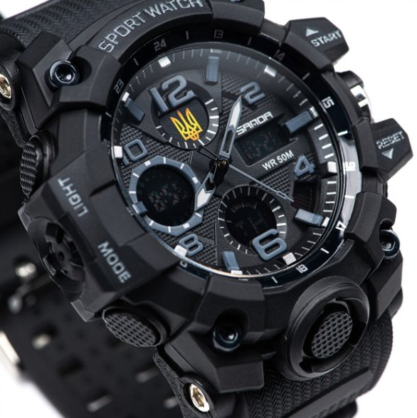 Годинник чоловічий Sanda Peremoga з тризубом Чорний - фото 4 Годинник чоловічий Sanda Peremoga з тризубом Чорний - фото 4