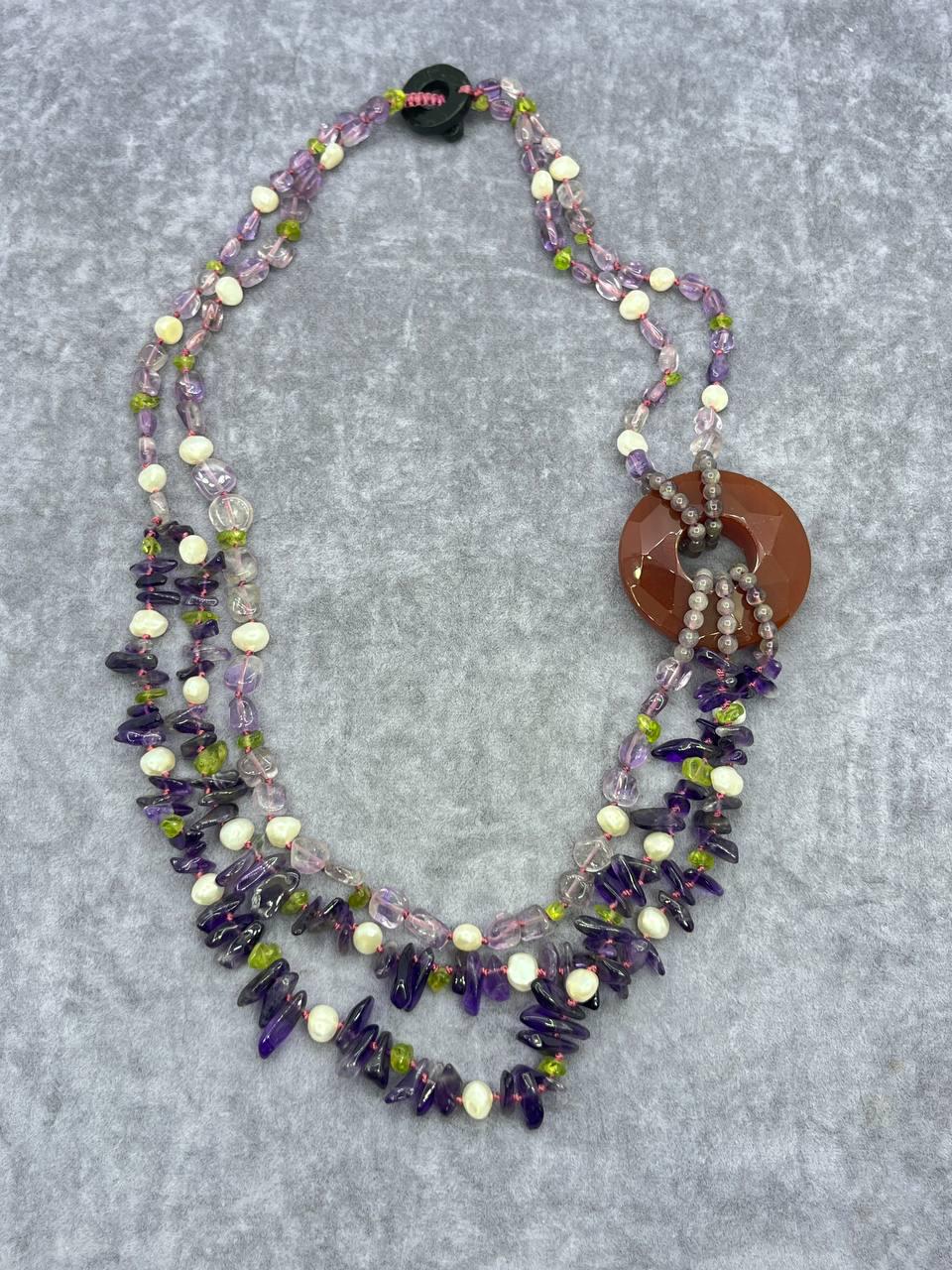 Бусы самоцвет аметист 52 см Разноцветный (10138)