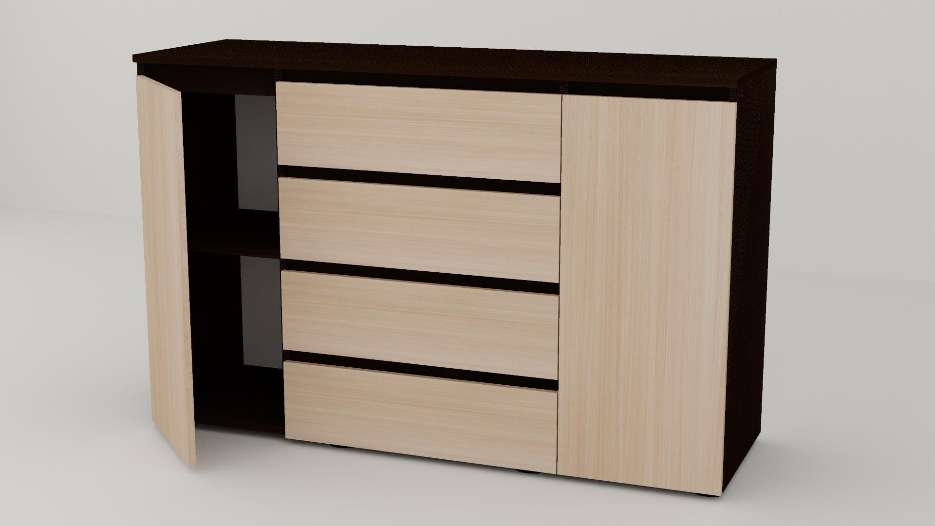 Комод Алекса СН-141/45 140х45х90 см Дуб молочный/Венге магия