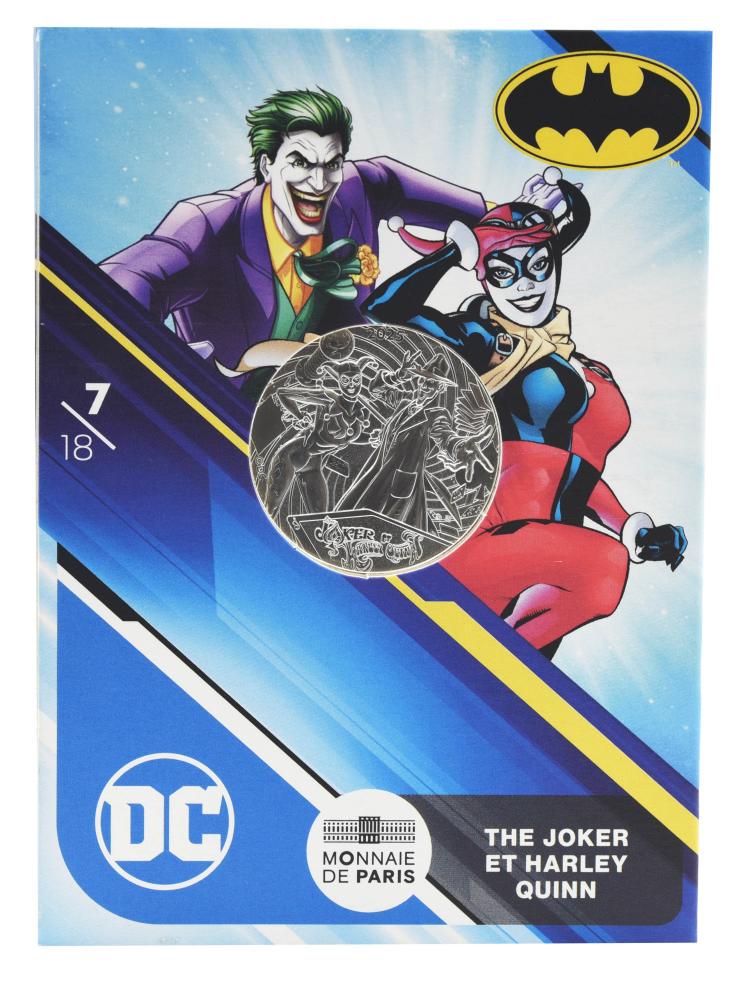 Коллекционная монета Франция 10 евро 2025 серебро UNC Комиксы DC-7/18-The Joker et Harley Quinn-Джокер и Харли Квинн (М24207)