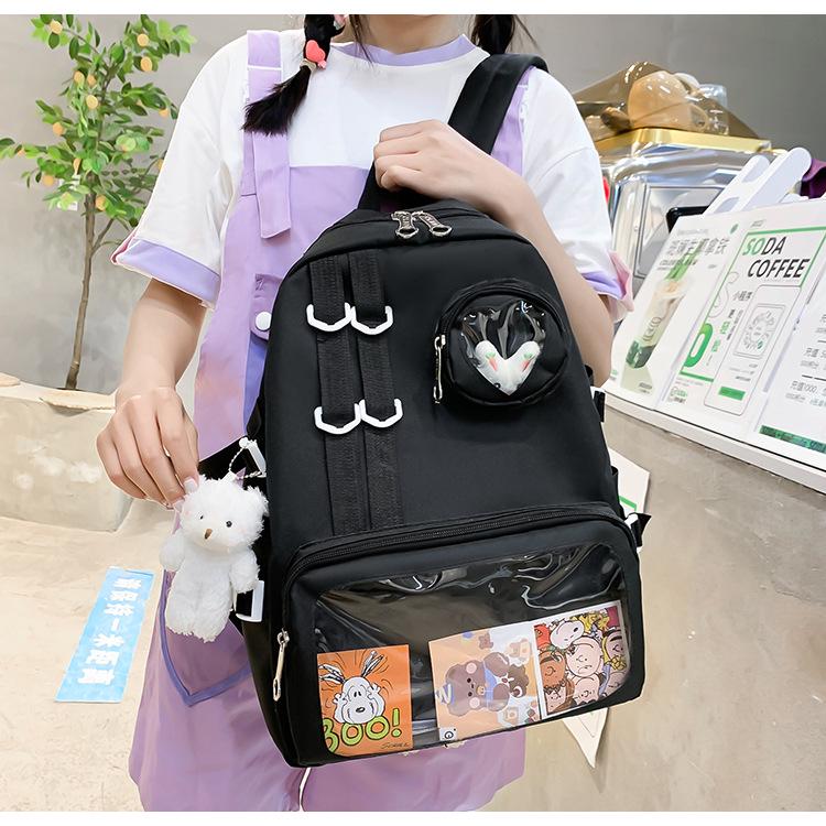 Шкільний рюкзак для дівчинки Ведмедик з значком-зайчик 4в1 5-11 клас Чорний (27667902) - фото 3 Шкільний рюкзак для дівчинки Ведмедик з значком-зайчик 4в1 5-11 клас Чорний (27667902) - фото 3