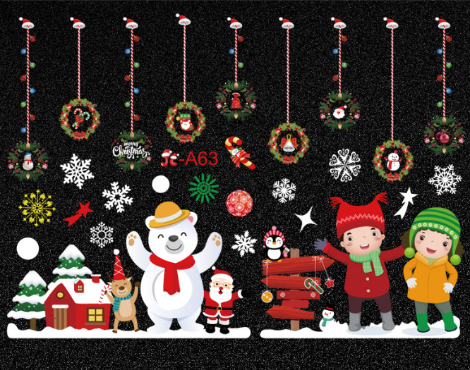 Наклейки на окна новогодние Мишка 50х70 см Разноцветный (JC-A63) - фото 3 Наклейки на окна новогодние Мишка 50х70 см Разноцветный (JC-A63) - фото 3