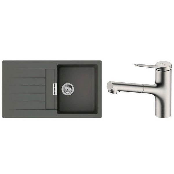Мойка кухонная Hansgrohe гранит 43356800 860x500 мм прямоугольная Серый (225788)